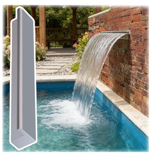 6 fot stål pool väggkaskad spill enhetligt vattenflöde funktion för utomhus uteplats pool det (silver 160 cm)