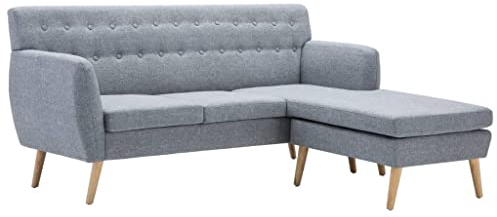 vidaXL Sofa in L-Form Stoffbezug Hellgrau Ecksofa Polstersofa Couch Loungesofa