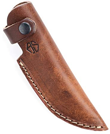 Hochwertige Leder Messerscheide für die Jagd, Freizeit & Küche - Gürtelmesseretui extra Dickes Leder - Messertasche Tommy (Braun)