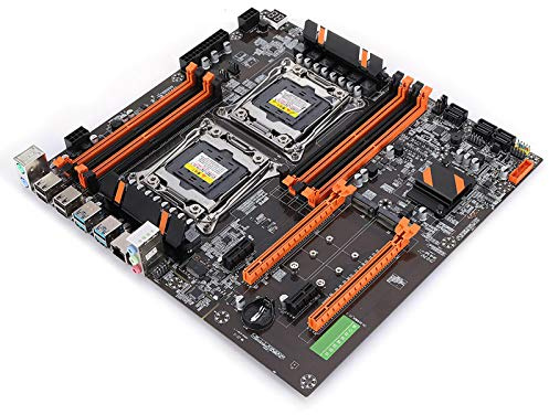 Carte Mère de Bureau à Double Socket X99, Carte Mère de Jeu DDR4 PCI-E SATA3.0 RJ45 NVME M.2 I/O PS/2 E5CPU ATX avec Plaque de Fer et Câble PIN
