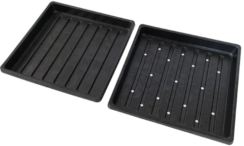 1010 Microgreens Anzuchtschalen (20 Stück) 25, 4 x, cm Premium flache Tabletts für den Anbau von Mikrogrün und Weizengras, 10 mit Löchern ohne Löcher, Schwarz, 10 x 10 Inches