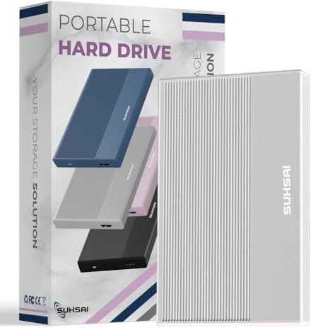 SUHSAI Disco Rigido Esterno da 500 GB HDD Backup Dati - Espansione di Memoria da 2,5 USB 3.0 Disco Rigido Portatile Compatibile con Mac, Desktop, PC, PS4, PS5 (Argento)