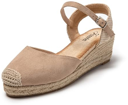JOMIX Sandali Donna Estive Ciabatte Ragazze Eleganti Zeppa Pantofole Casual Fibbia Mare Spiaggia Espadrillas SD9369 (Marrone Khaki,36)