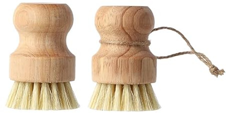 zalati Brush 2pcs Washing Brushes Natural Plant Fiber Cleaning Brushes with Wood Handle for Dishes, Pots, Pans, Bottles Kitchen