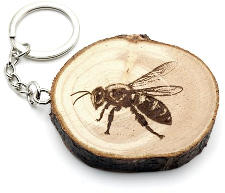 generico Porte-clés en bois naturel avec Apis mellifère, insecte, ruche, abeille miel