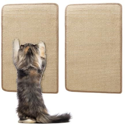 Nobleza Natural Sisal Cat Scratching Mat - Self-Adhesive Furniture and Sofa Protector With Anti-Scratch Pad for Kittens - Beige 16.54x12.6in/42x32cm