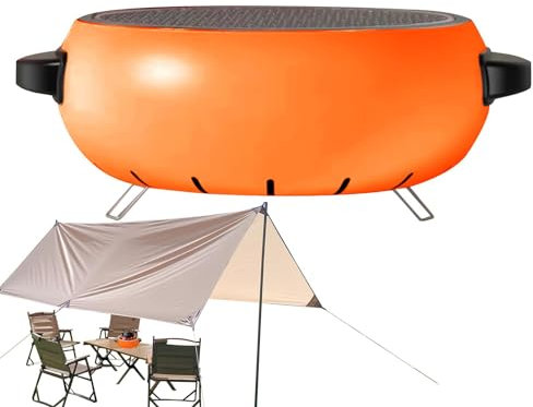 Barbacoa de carbón de leña – Barbacoa para ahumar de mesa, barbacoa redonda de carbón, horno portátil para ahumar de estilo coreano, horno de acero inoxidable, estufa de camping al aire libre,
