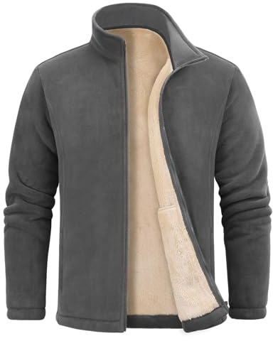 UMIPUBO Giacca Uomo Invernale Giacche in Pile Caldo Jacket con Zip Manica Lunga Termica Fleece Cappotto Giubbino con Tasche Casual Sportivo Felpa Hoodie Sweatshirt (Grigio scuro, XXL)