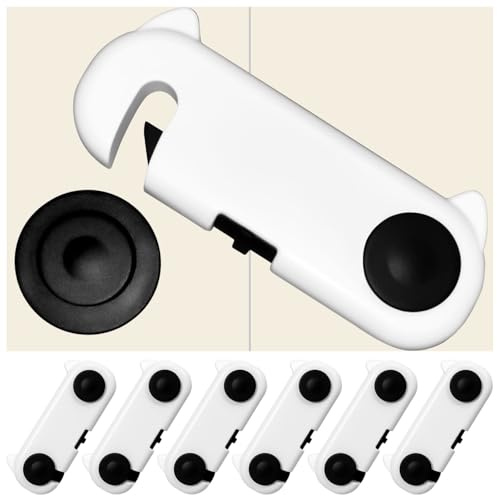 Taeku Blocca Cassetti Bambini, 6 Pezzi Bambini Chiusure Sicurezza Cassetti con Forte Adesivo per Cassetti Armadi Ripostigli Dispense Porte (Nero)