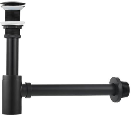 Universal Design Siphon Sink with Pop up Waste Fitting for Sinks and Washbasins Tube Siphon Drain Pipe for Bathroom Sink (Black)