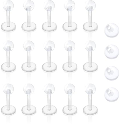 Besyvvin Plastik Lippenpiercing 1,2mm Kunststoff Labret Stecker 6/8/10/12mm Acryl Flexibel Piercing Lippe Helix Tragus Retainers