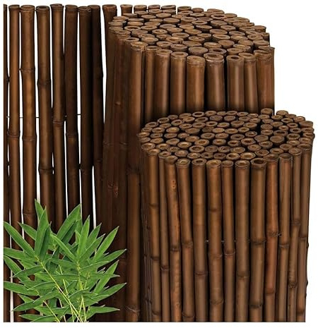 Mugar- Valla de Bambú Premium 2.50 m Marrón Oscuro, Cañas de Bambú endurecido decorativo exterior e interior. Resistente a la interperie, para cerramientos, sombra, intimidad (2.50 X 1.00 m)
