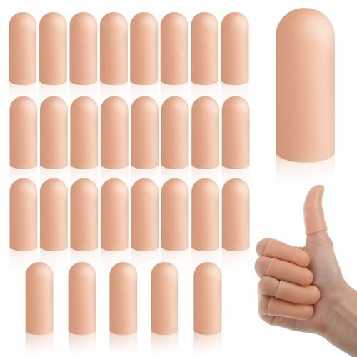 YBEATY 30 Stück Gel Fingerlinge Daumenschutz Fingerschutz Silikon Fingerspitzen Unterstützung weicher Flexibler Schutz Fingerkappen Abdeckungen Bandagen Ärmel für Fingerrisse Ekzeme Hautschäden Nägel