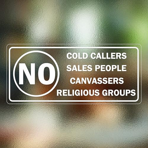 5 Pack No Cold Callers Sign For Front Door No Cold Callers Sticker Self Adhesive Vinyl Window Transparent Decal-18×8cm