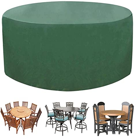 Extra große, wasserdichte Terrassentischabdeckung, 207 x 90 cm, rund, Gartenmöbel-Set, staubdicht, atmungsaktiv, reißfest, Schutz für den Außenbereich
