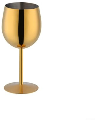 Niceminiwall Edelstahl-Weingläser, 350 ml, unzerbrechliches Weinglas, bruchsicherer Metall-Weinkelch für Champagner, drinnen und draußen, Party (Gold)
