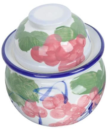 TIDTALEO Traditional Pickle Jar Water Seal Lid Ceramic Pickling Crock for Kimchi and Vegetable Fermentation 2L Capacity for Home Pickling and Storage