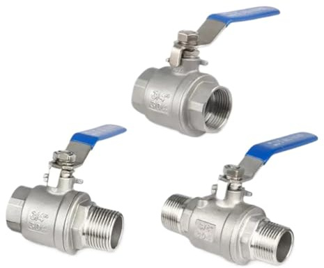 Generic 1Pcs of 1/8 1/4 3/8 1/2 3/4 1 Equal Female Full Port 2P Ball Valve 304 Stainless Steel Water Gas Oil(3/8,F-F)