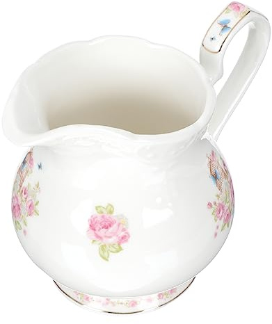 Happyyami Pichet Céramique Petit Pot Lait Porcelaine avec Bec Verseur Unique pour Sirop et Crème et Facile à Nettoyer et Cuisine