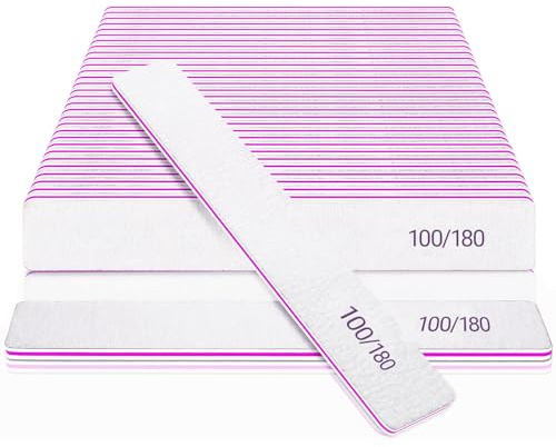 Meunhy 32 Pcs Professional Nail File,Washable Emery Boards for Nails, Double Sided 100/180 Grit Nail File Manicure Tools, Nails Grooming and Styling, Hairdressing Salon, Pets, Home Use