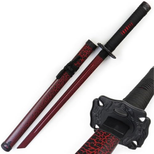 Samurajsvärd, böjd träningsbokken med mantel, Katana rekvisita för cosplay, display och samlingsdekor