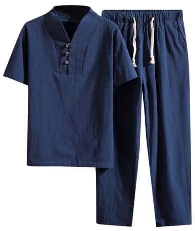 Chándal de Dos Piezas para Hombre algodón Tai Chi, Uniforme Artes Marciales, Transpirable, Manga Corta, meditación, Traje Kung Fu Chino 2026