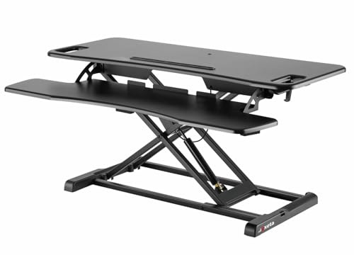 Exeta ergoX höhenverstellbares Stehpult in schwarz I Schreibtisch mit stufenloser Höhenverstellung I Stehpult ergonomisch höhenverstellbar mit hochwertiger Gasfeder I höhenverstellbarer Stehtisch