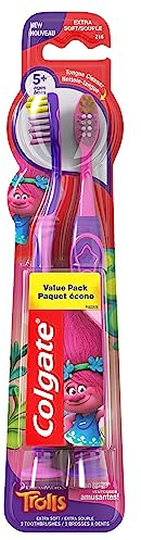 Colgate Kids Toothbrush, Trolls, Extra Soft Toothbrush with Suction Cup, 4 Pack