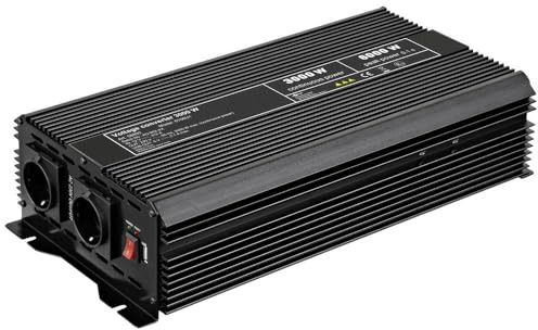 Goobay 58892 Spannungswandler / Wechselrichter / Inverter 12V auf 230V 3000W / 6000W mit 2x AC-Steckdosen und 1x USB-Anschluss (2100mA)