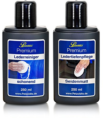 Petzoldts kleines Glattleder Pflegeset, mit 250 ml Lederreiniger und Ledertiefenpflege – fürs Auto & Motorrad