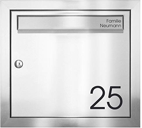 MOCAVI UP1Na Unterputz-Briefkasten Edelstahl V2A moderner Postkasten mit personalisierbarer Hausnummer und Name rostfrei DIN A4 Schlichtes Design ideal für Ihr Zuhause hohe Qualität und Langlebigkeit