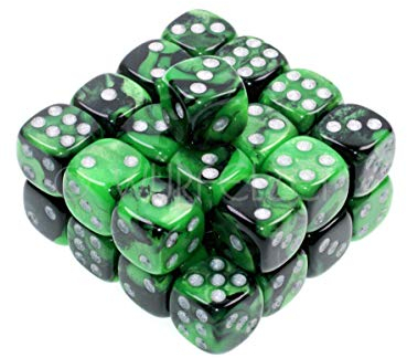 Würfelzeit 7804 W6 Alyen Black Forest m/Silber (Würfelset 32x 12 mm)