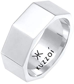 Kuzzoi Herrenring Bandring Männer 925 Silber Breiter Silberring (9 mm)