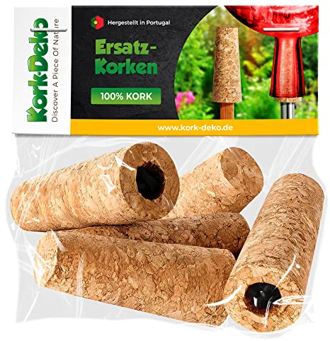 Kork-Deko Lot de 5 Bouchons en liège pour Boule de Rose - Boules de Jardin - Boules de liège de Rechange - Boules de liège Conique pour Boules décoratives