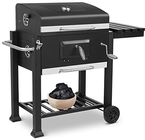 Barbecue a Carbonella Grande Barbecue Carbone Carrello Barbecue Regolabile per Feste Famiglia e Giardino 113x53,5x100 cm