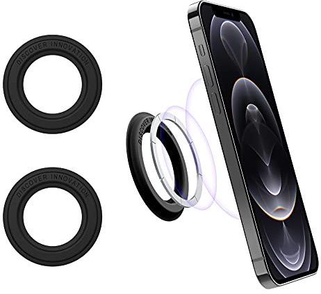 Nillkin 2er Pack MagSafe Wandhalterung Ring, SnapHold Magnetring, Aufkleber Kompatibel mit Magnetic Hülle/iPhone 13/13 Pro/13 Pro Max/12 Pro Max/12 Pro/12 Telefon - Schwarz