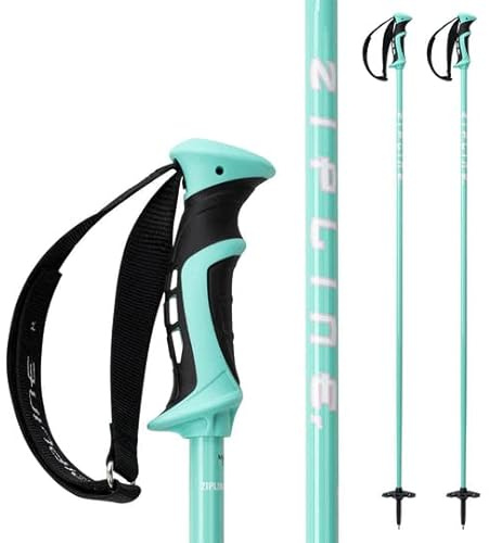 Zipline Blurr 16.0 Graphite Composite Downhill Ski Poles - Lightweight, Freeride All-Mountain, Vibration Dampening (Aqua, 40 in./102 cm)