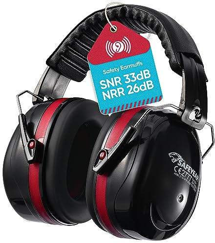 SAFEYEAR Cuffie Antirumore Protettive SNR 33db, Professionali Cuffie Insonorizzanti Protezione Udito,Regolabili Cuffie da Lavoro per Dormire,Concerti,Studiare,Caccia,Giardinaggio,Aereo,Cantiere RD