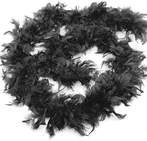 Anjing 2 Stück Federboa für Frauen, mehrfarbige Federboas zum Basteln, Partyzubehör, Mädchen, Verkleidung, Kostüm (2 m schwarz)