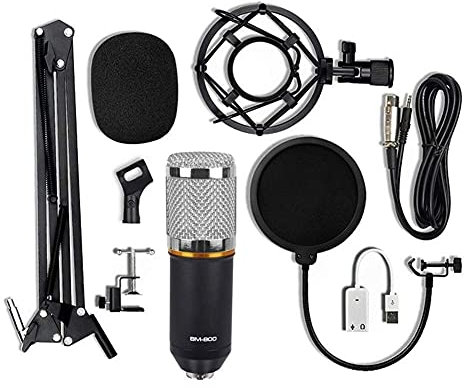 BM-800 Condenser Microphone USB Sound Card Mount Stand Set for Radio brandcasting Singing