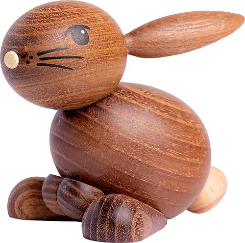 Kuhnert Drechslerei Osterdekoration/Osterhase „Hansi“ stehend, Blick nach Links gerichtet, aus dunklem Holz, für EIN Bezauberndes Osterfest oder eine dauerhafte Dekoration, Holzkunst Made in Germany