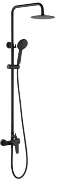 IMEX - Barre de douche Salle de Bain - Ensemble colonne de douche monocommande avec pulvérisateur rond et télédouche - Série Belgique Noir Mat - BDZ044/NG