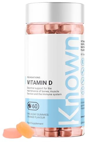 Known 1000IU Vitamin D3 Gummies – Orange Flavour – 25mcg Vitamin D3 – Vegetarian Chewable Gummy Supplement – Immune, Bone & Muscle Support – 2 Month Supply – for Men & Women