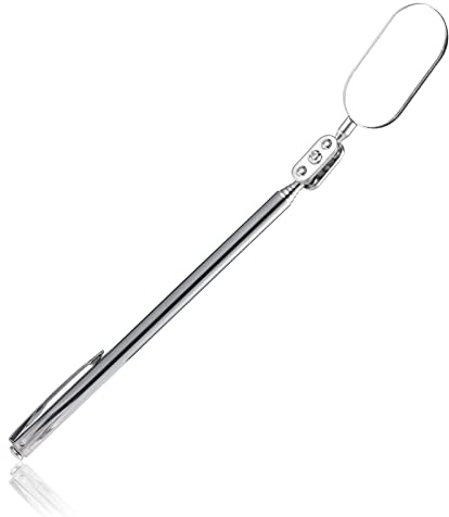Telescoping Inspection Mirror, Oval Telescopic Mechanics Mirror Tool with Extended Handle Machine Tool Inspection Mirrors for Checking Vehicle Condition (7.87~23.62 Inch Handle)