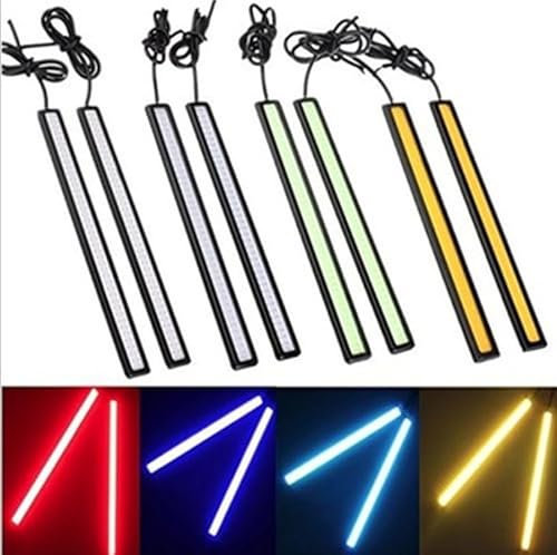 FM2018XSL Auto LED DRL Tagfahrlicht flexibel weicher Gummistreifen Lightbar 12 V 6000 K Weiß für Anhänger Pickup Vehicle 17 cm 2er Pack Gehäuse schwarz hell rot