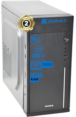 Pc Fisso i7 intel core Cpu fino a 3.90ghz, 16gb Ram, Ssd da 250gb, Wifi Incluso, Windows 11 Pro, Office 2019, Computer PC Desktop completo per ufficio,casa pronto all'uso