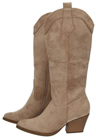 ZAPATOP 168-611 Botas Camperas en Color Beige para Mujer, tacón de 5cm y diseño Clasico, Bonito y cómodo, con Cremallera Mujer Botas Beige 37