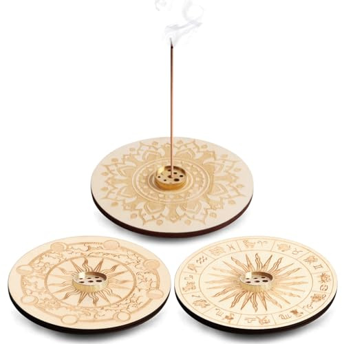 Suuwwn Räucherstäbchen Halter,3 Pcs Räucherstäbchen Halter Holz,Incense Holder,Incense Burner,Halterung mit Asche-Auffangschale, ideal für Heimdekoration, Meditation (Farbe des Holzes)
