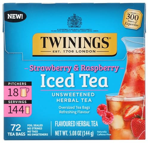 Twinings, Tea Iced Herbal Strawberry Raspberry, 72 Count