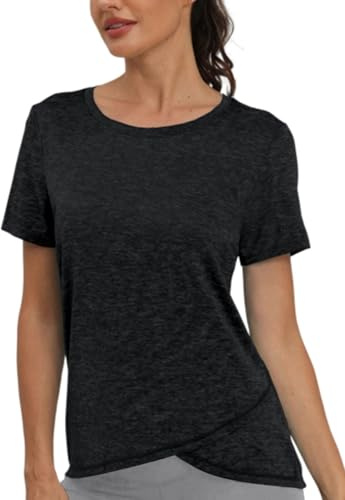 Jlowesun Yoga Shirt Ladies Manica Corta Allentata, Top Yoga Leggero e Traspirante Funzionale per Le Donne, Top Sportivo a Girocollo per Le Donne Adatto per la Corsa Fitness Shirt Yoga